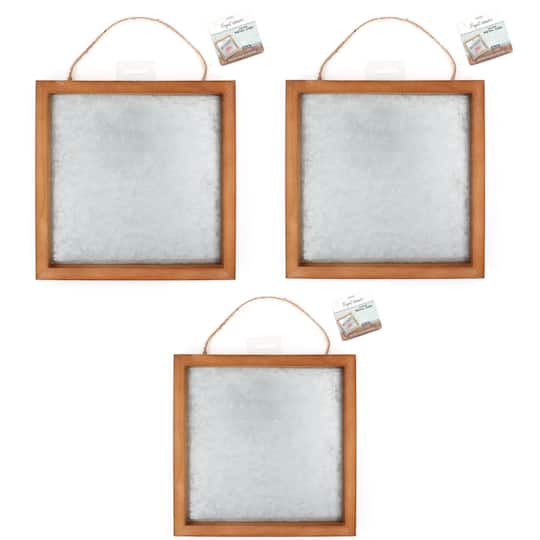 ArtSkills® 3 Pack 10" x 10" Wood Framed Metal Plaque